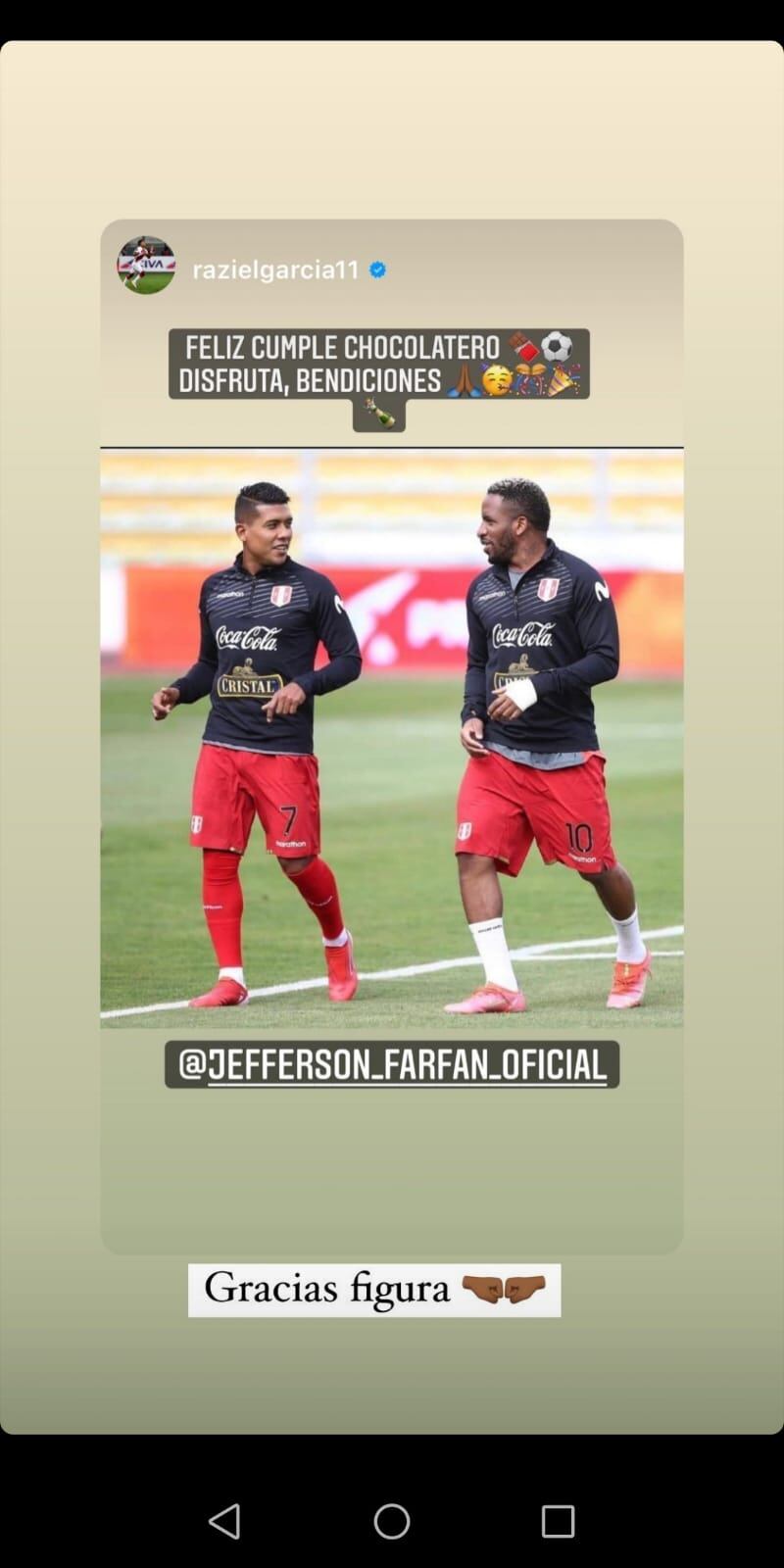 Jefferson Farfán recibió el saludo de varios colegas del medio futbolístico. Foto: Instagram.