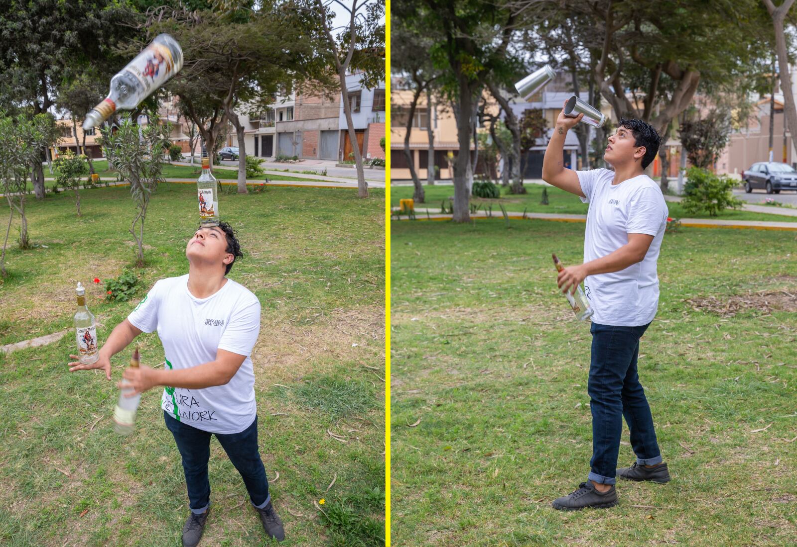 Sabe más de 200 trucos y utiliza todos los elementos que integran el arte de la coctelería. Fotos: Allen Quintana.