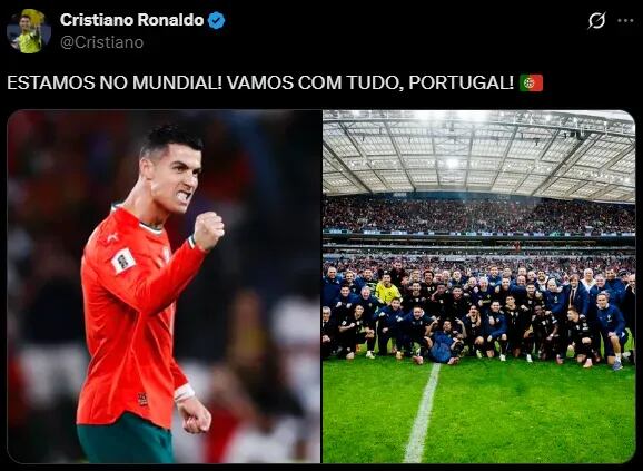CR7 utilizó sus redes sociales para saludar a sus compañeros (@cristiano)