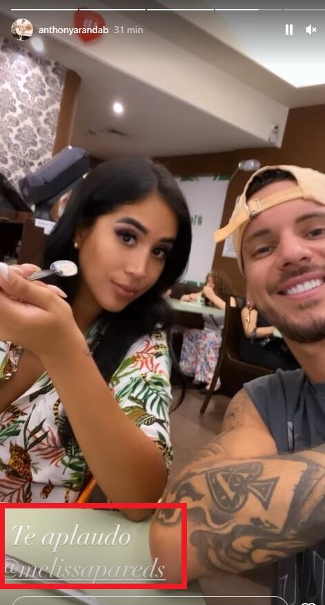 Anthony Aranda orgullosa de Melissa Paredes por defenderse de Magaly Medina. (Foto: @anthonyarandab).