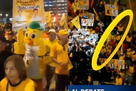 Carlos Álvarez llega al debate presidencial acompañado del Pollo del Especial del Humor | VIDEO