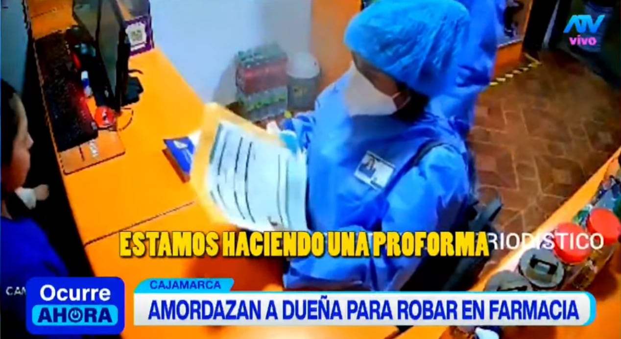 Dos delincuentes disfrazados de trabajadores del Ministerio de Salud amordazan y roban a dueña de farmacia.