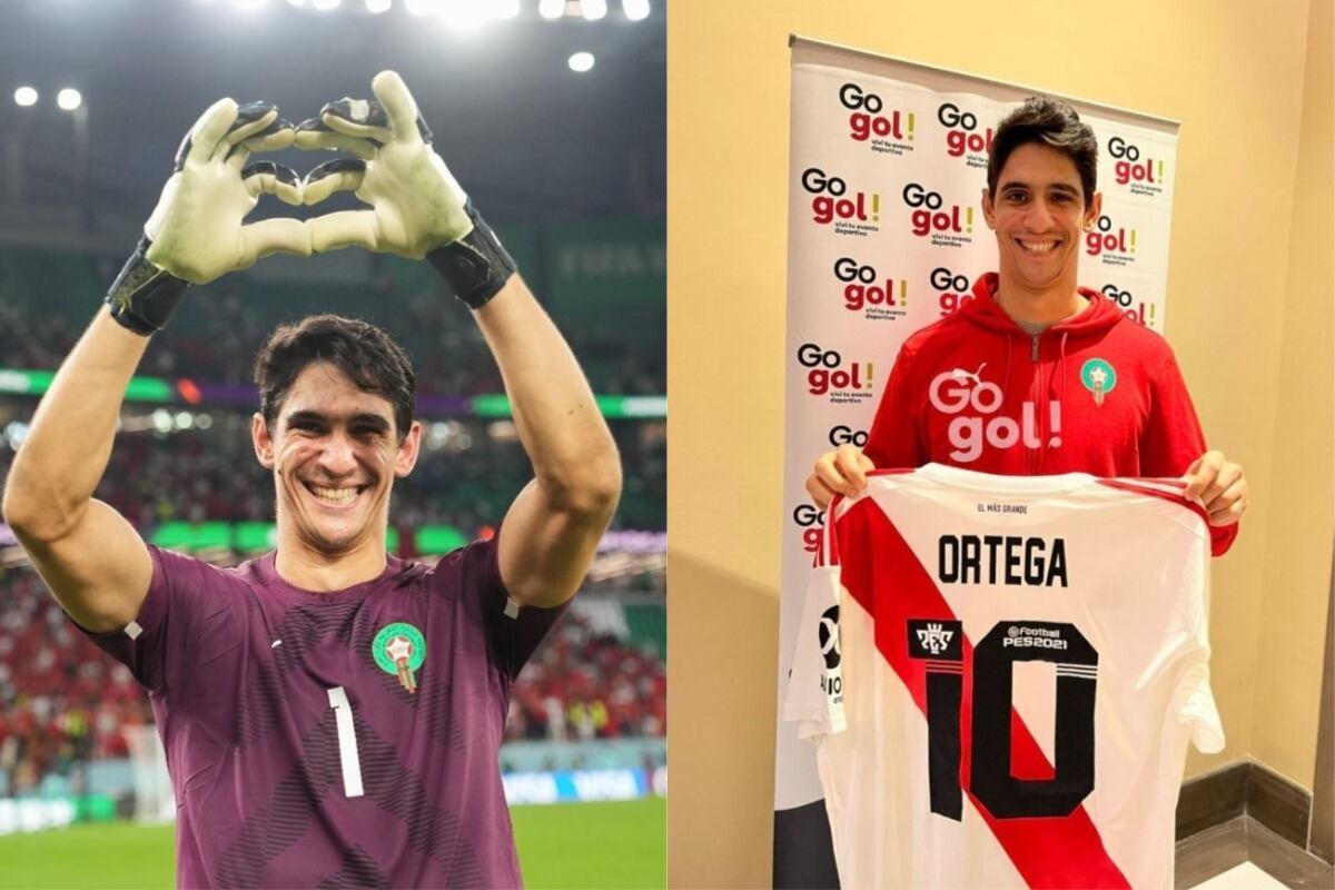 Bono, figura de Qatar 2022. Al lado con la camiseta de Ariel Ortega de River Plate (Foto: AFP / Twitter)