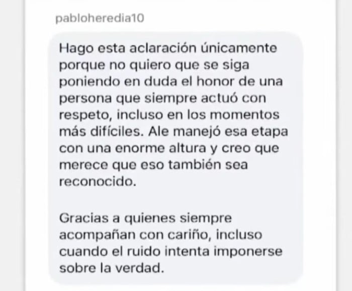 Pablo Heredia niega infidelidad a Ale Fuller.