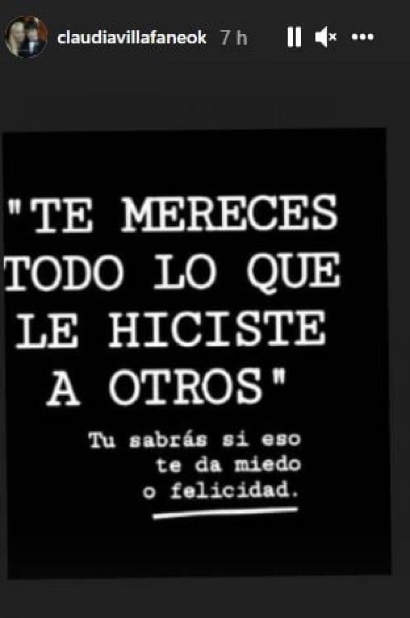 Claudia Villafañe descargó desde sus redes sociales (Captura)