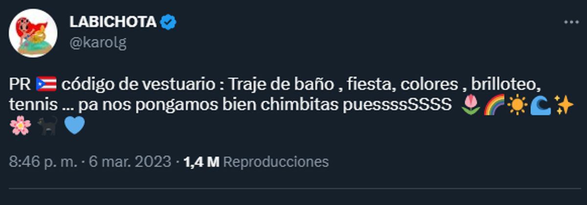 El tuit de la medellinense que se hizo tendencia (Foto: Karol G / Twitter)