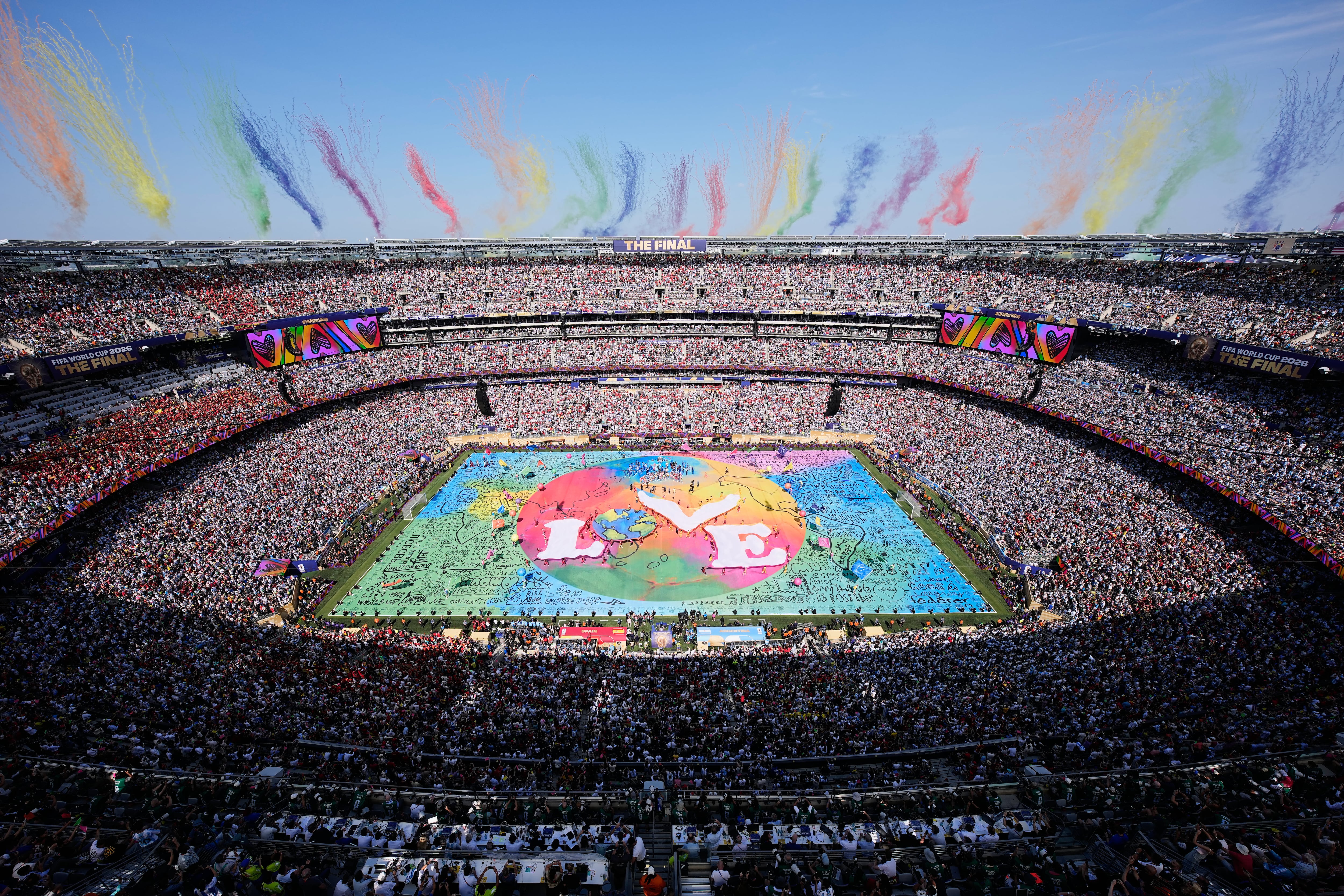 Una vista general durante el Topps Final Halftime Show en el partido final de la Copa Mundial de la FIFA 2026. (AP Photo/Matt Slocum)