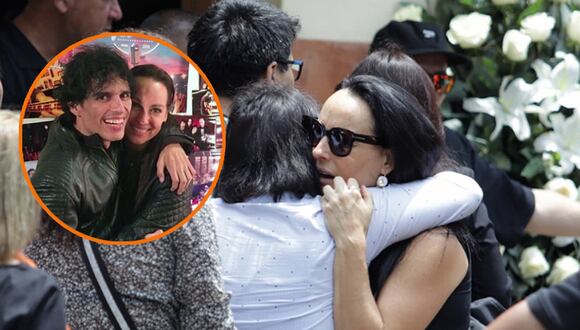 TROME - Cinthya Martínez, esposa de Pedro Suárez-Vértiz, abraza a los fanáticos en velorio