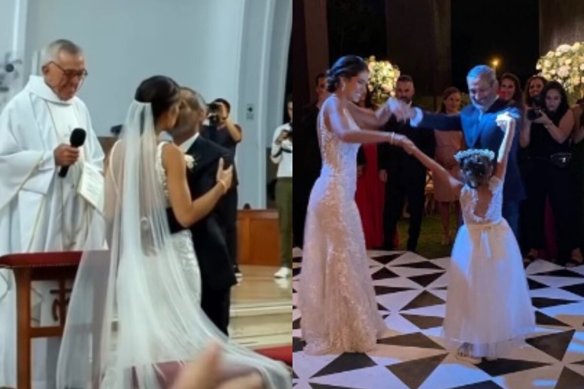 Vanessa Tello y su esposo José Noriega en su boda religiosa. (Foto: @tello_vane).