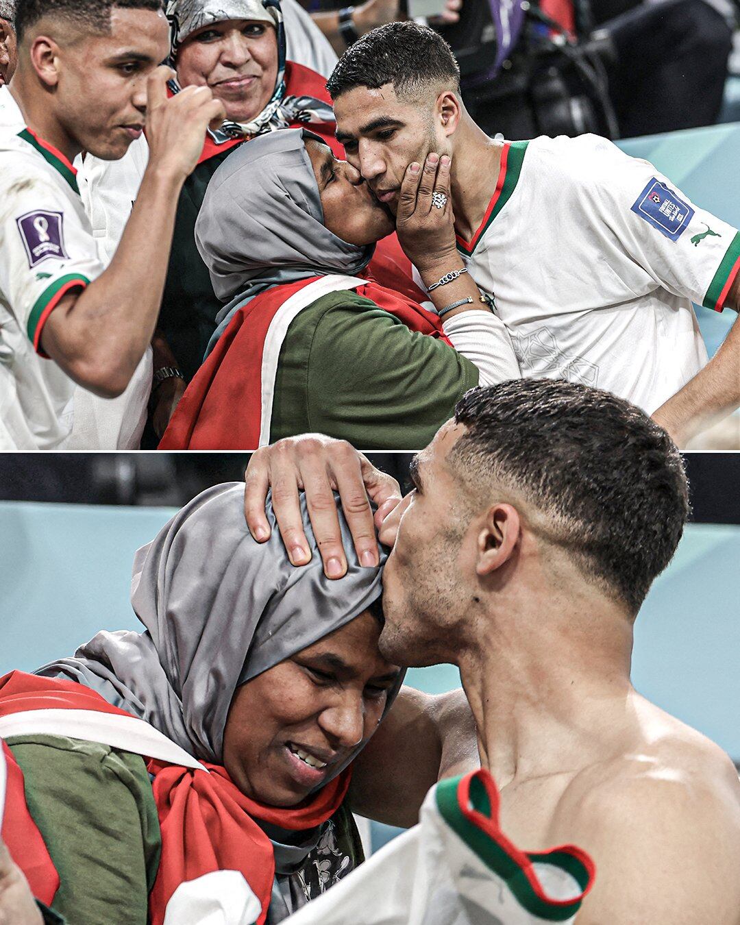 Achraf Hakimi protagonizó la mejor foto de Qatar 2022 después del Marruecos vs Bélgica. Foto: Agencias.