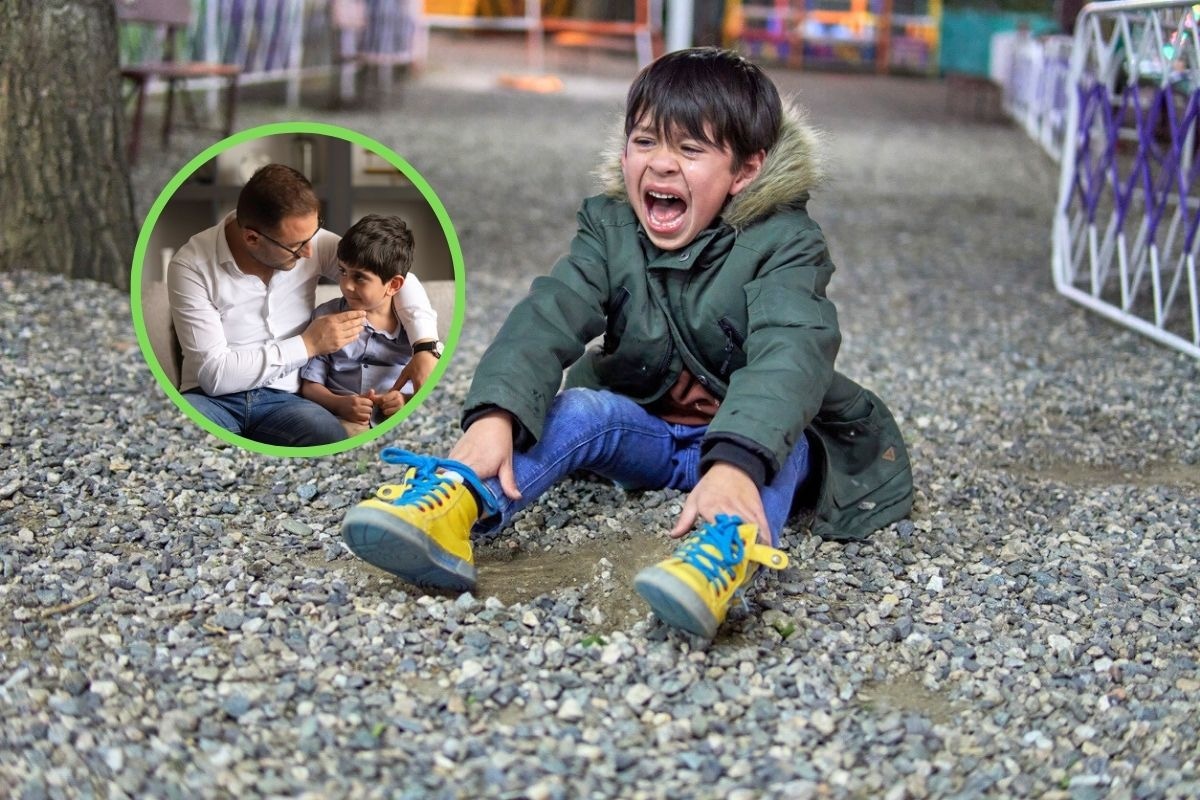 Cuando tu hijo esté enojado y gritando, reconoce su emoción sin minimizarla. Acércate a él y abrázalo. Foto: Composición / iStock.