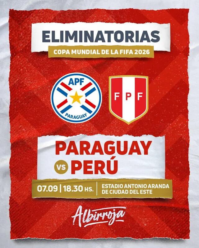 Fecha y hora del partido Perú vs. Paraguay. (Foto: Albirroja)