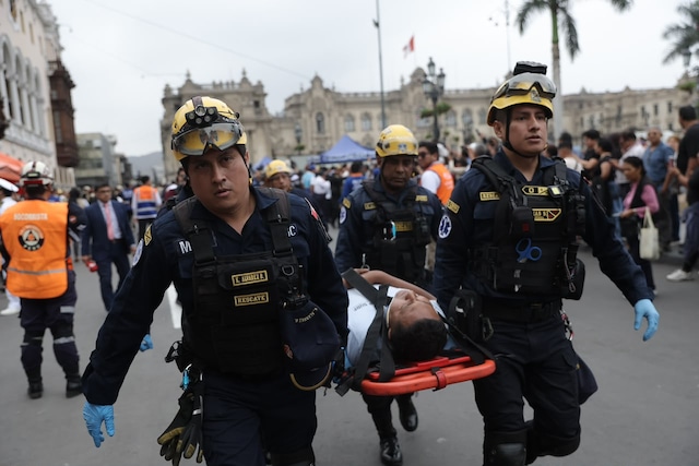En el Centro de Lima, presidenta Keiko Fujimori lideró acción de preparación ante un sismo de 8.8. Foto: Joel Alonzo/ @photo.gec
