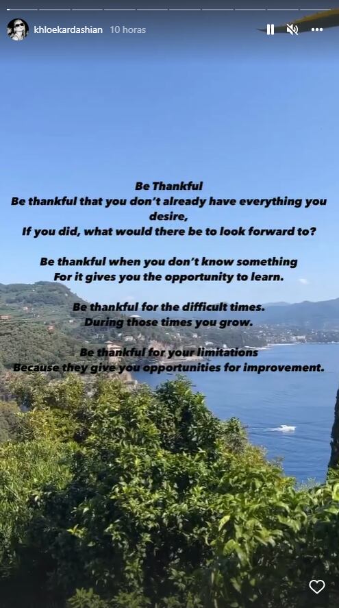 El mensaje que publicó Khloé Kardashian en Instagram. (Foto: @khloekardashian / Instagram)