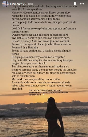 Lilia Moretti, esposa de Reimond Manco, le dedica emotivo mensaje