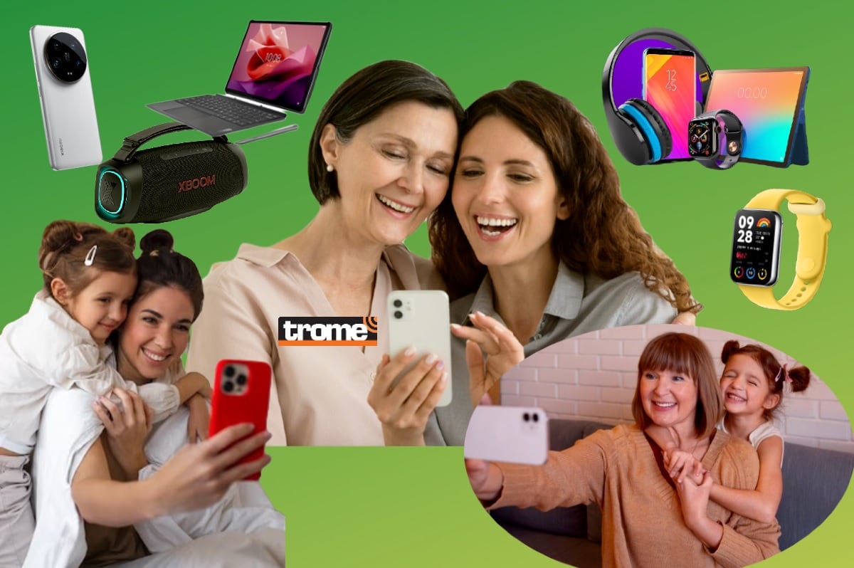 La tecnología está cada vez más presente en el día a día de las madres peruanas. Los smartphones lideran la lista de regalos tecnológicos, también hay relojes inteligentes y pulseras inteligentes. (Isabel Medina / Xiaomi / Real Plaza / LG / Lenovo / Trome).