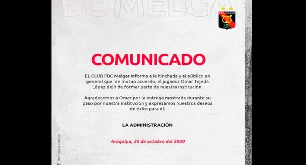Comunicado de Melgar. (Difusión)