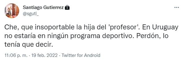 Supuesto tuit del hijo de Álvaro Gutiérrez.