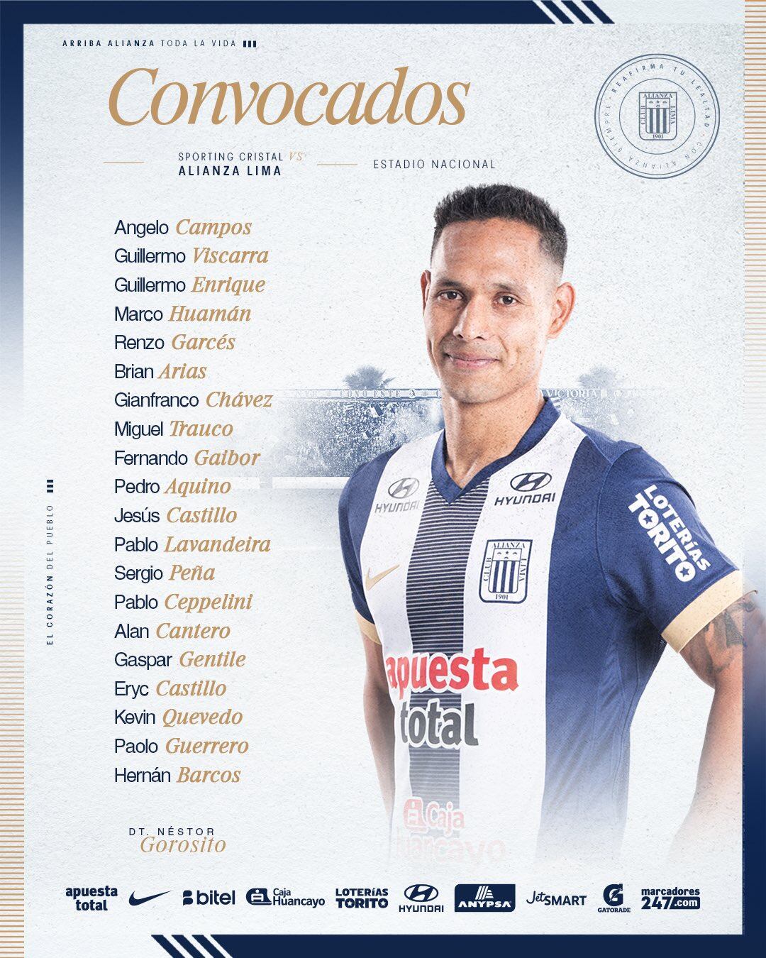Alianza Lima anunció convocados para el duelo ante Sporting Cristal. (Foto: Alianza Lima)