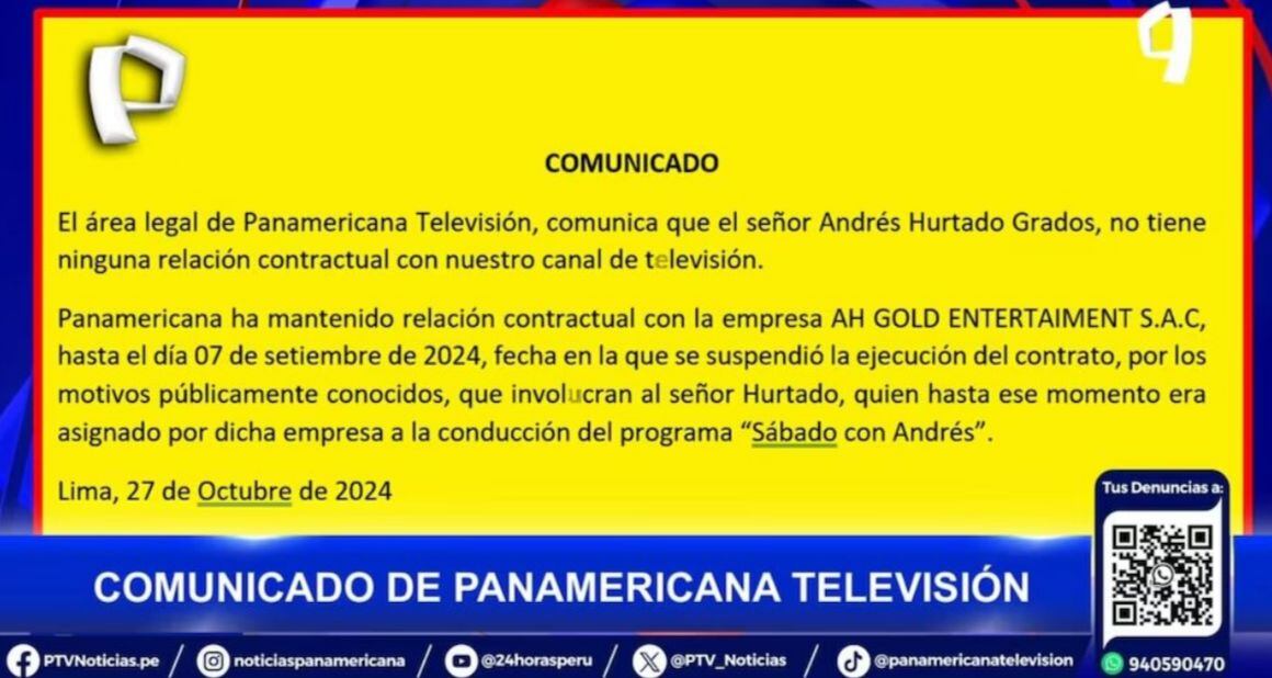 El comunicado que envió Panamericana.