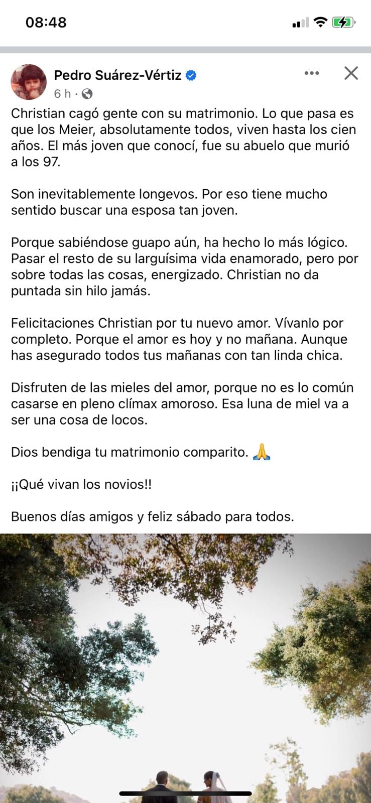 Pedro Suárez Vértiz habla del matrimonio de Christian Meier