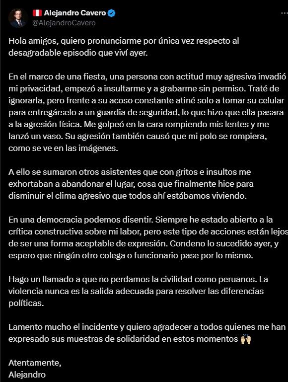 Alejandro Cavero se pronunció por incidente en el MALI. (Twitter)