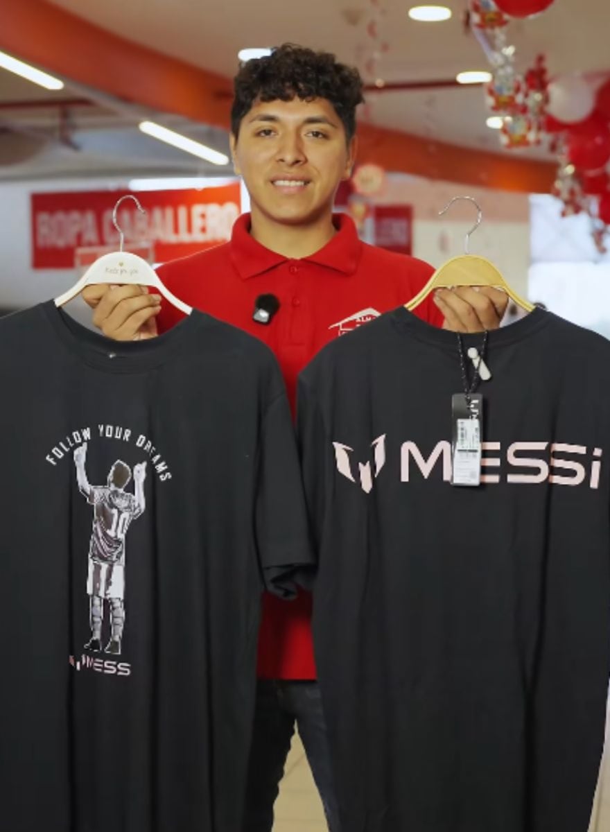 Hinchas de Messi buscan polos bonitosde su ídolo por redes sociales y en tiendas de Lima. Foto: Almacén de remates/TiTok.