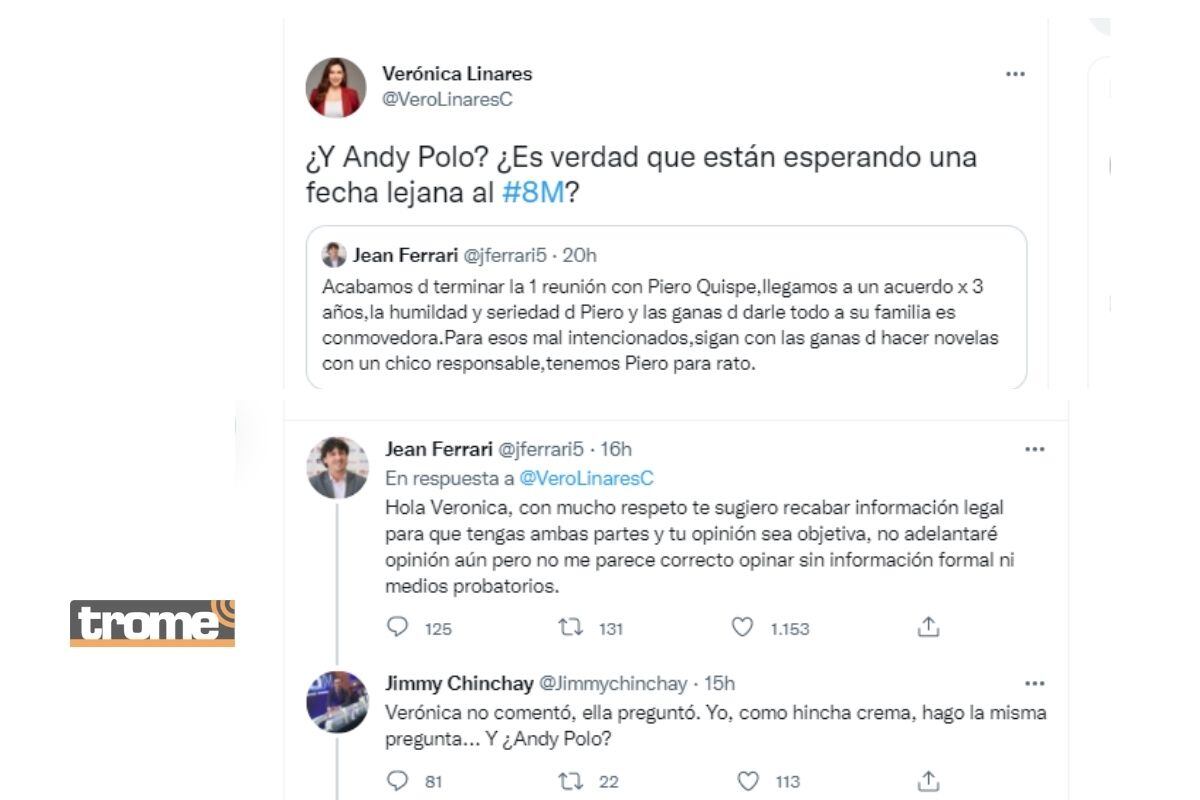 Jean Ferrari contestó interrogante de Verónica Linares (@jferrari5)