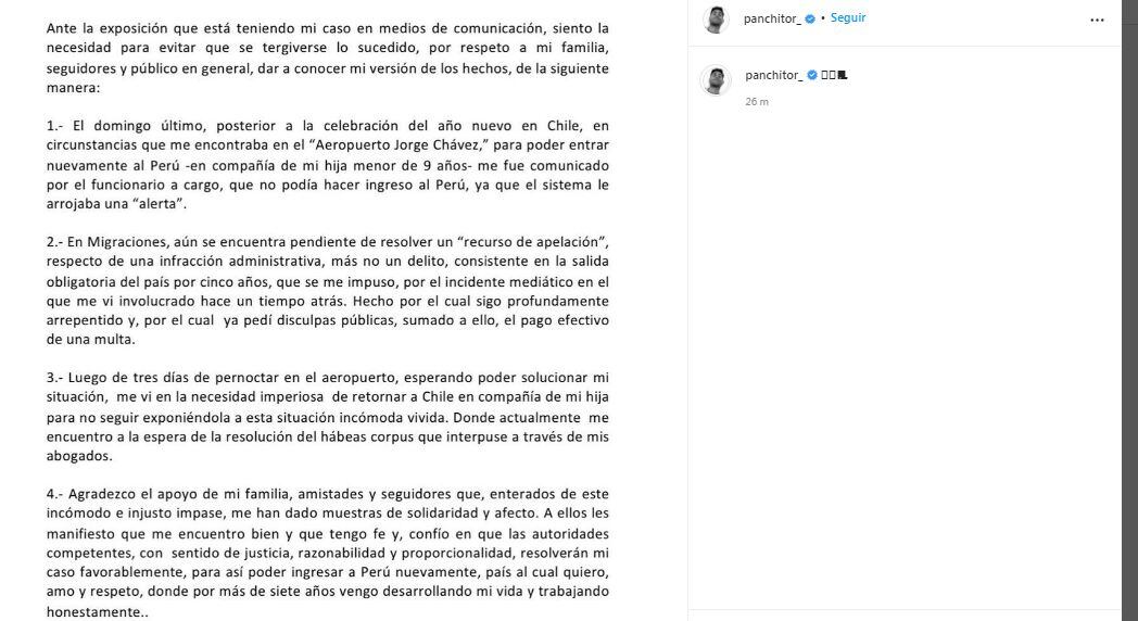 Pancho Rodríguez rompe su silencio tras expulsión del Perú y revela que no puede ingresar por cinco años