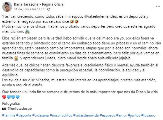 Rafael Fernández enseñaba ciclismo a los hijos de Karla Tarazona