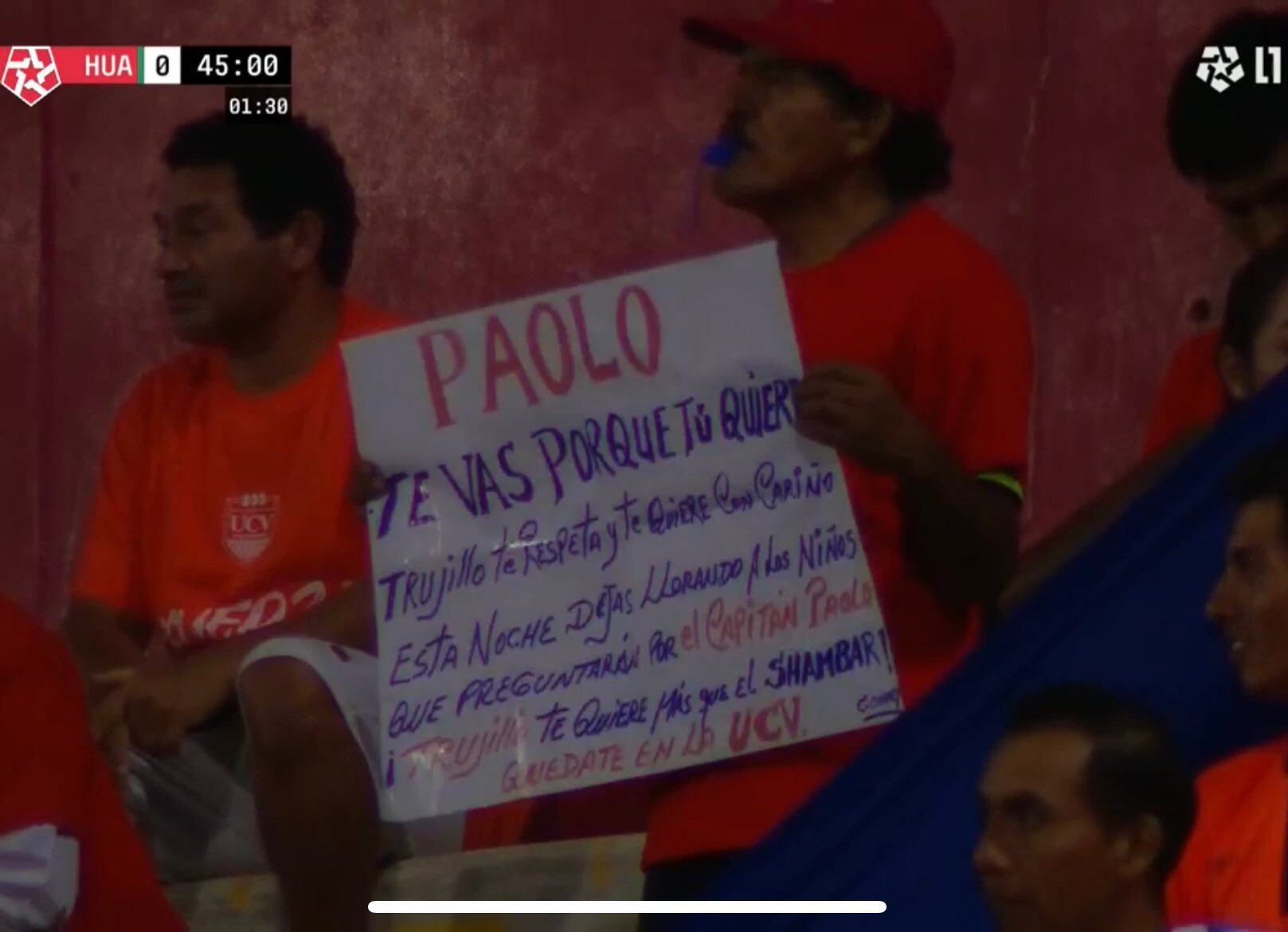 Mensaje de hinchas de César Vallejo a Paolo Guerrero.