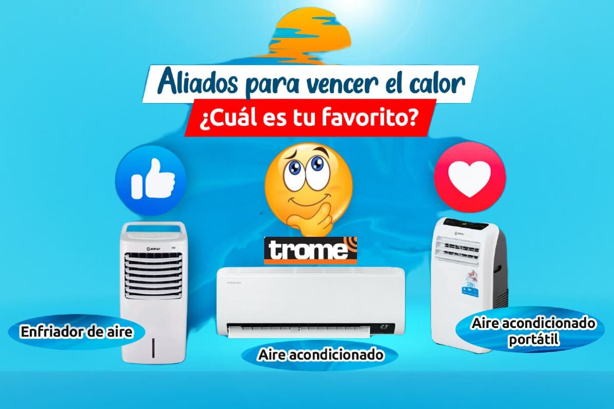 El calor impulsa la compra de ventiladores y otros productos de climatización. (Compos. Isabel Medina / Hiraoka / Trome).