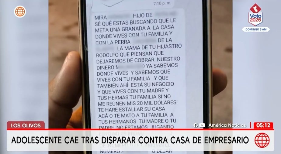 Mensajes amenazantes contra la víctima.