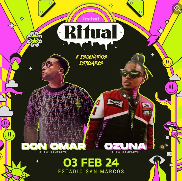 Conoce algunos detalles del festival Ritual, que contará con Don Omar y Ozuna en Lima el 2024.