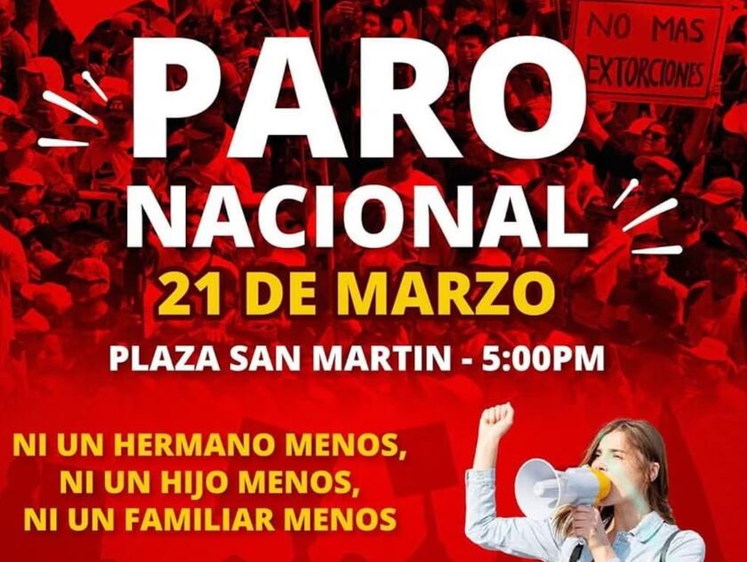 'Marcha por la paz' iniciará en la Plaza San Martín este 21 de marzo.