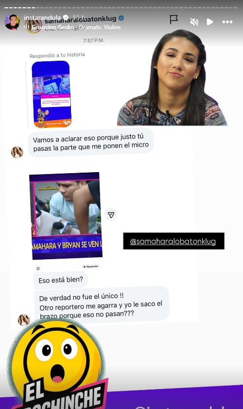 Influencer acusa a reporteros de jalonearla. (Fuente: Instarádula)