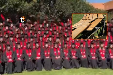 ¡Terrible accidente en graduación! Gradas colapsaron durante toma de foto a estudiantes universitarios