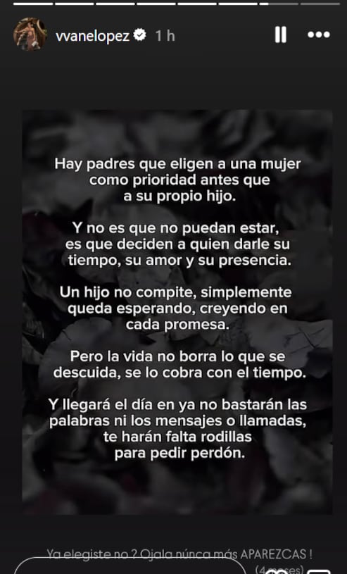 Vanessa López comparte potente post.