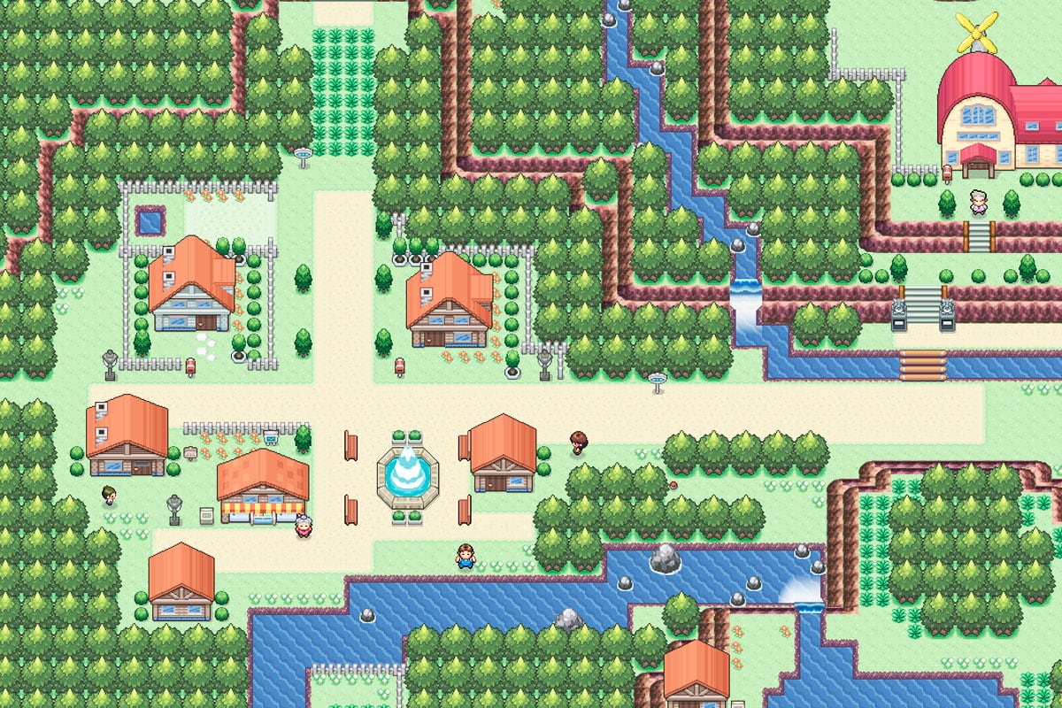 Este es el plano del Pueblo Paleta que se muestra en los videojuegos de Pokémon. (Foto: Nintendo)