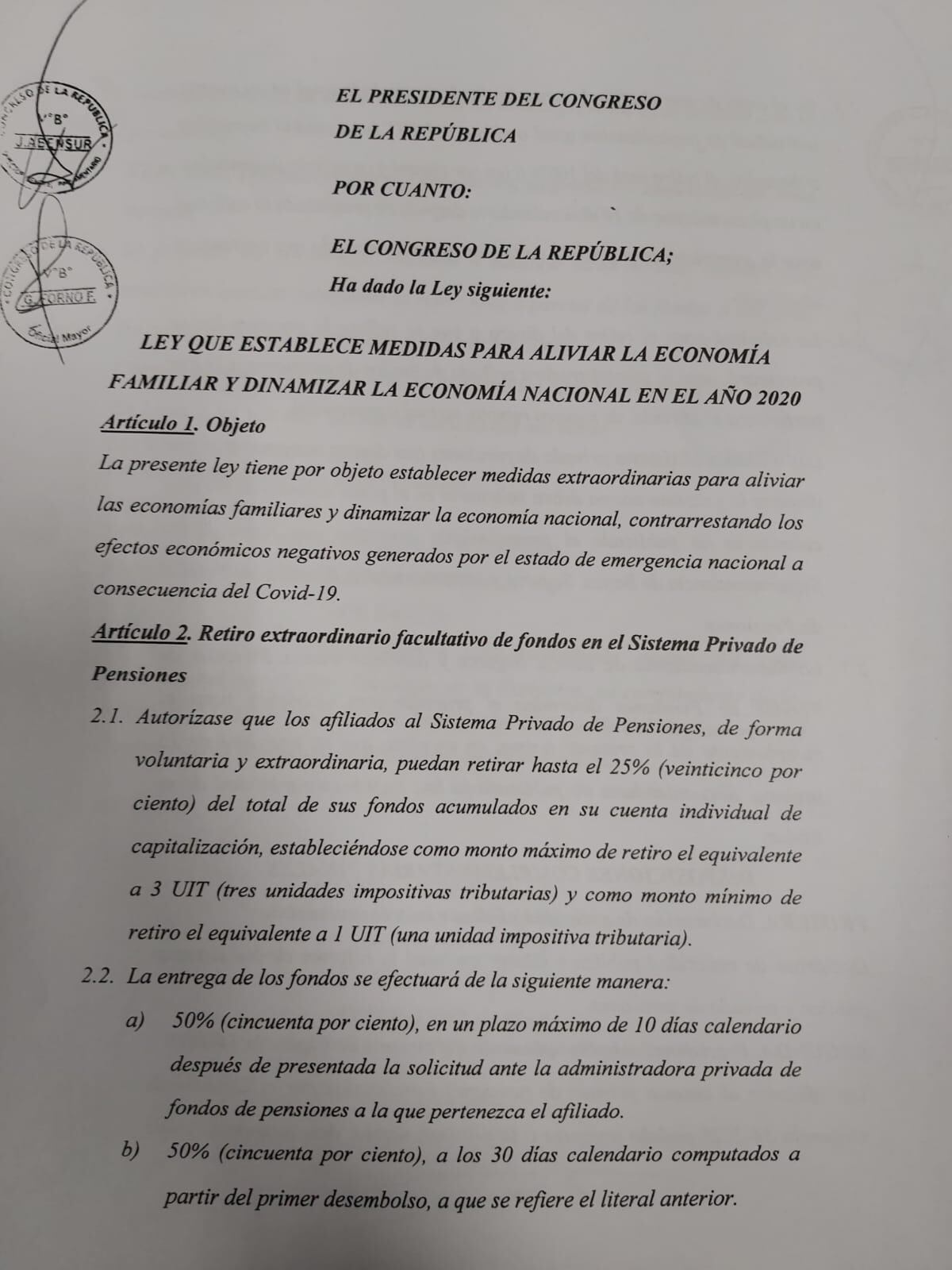 AFP: El retiro del 25% estará disponible en esta fecha tras promulgación de la ley por parte del Congreso