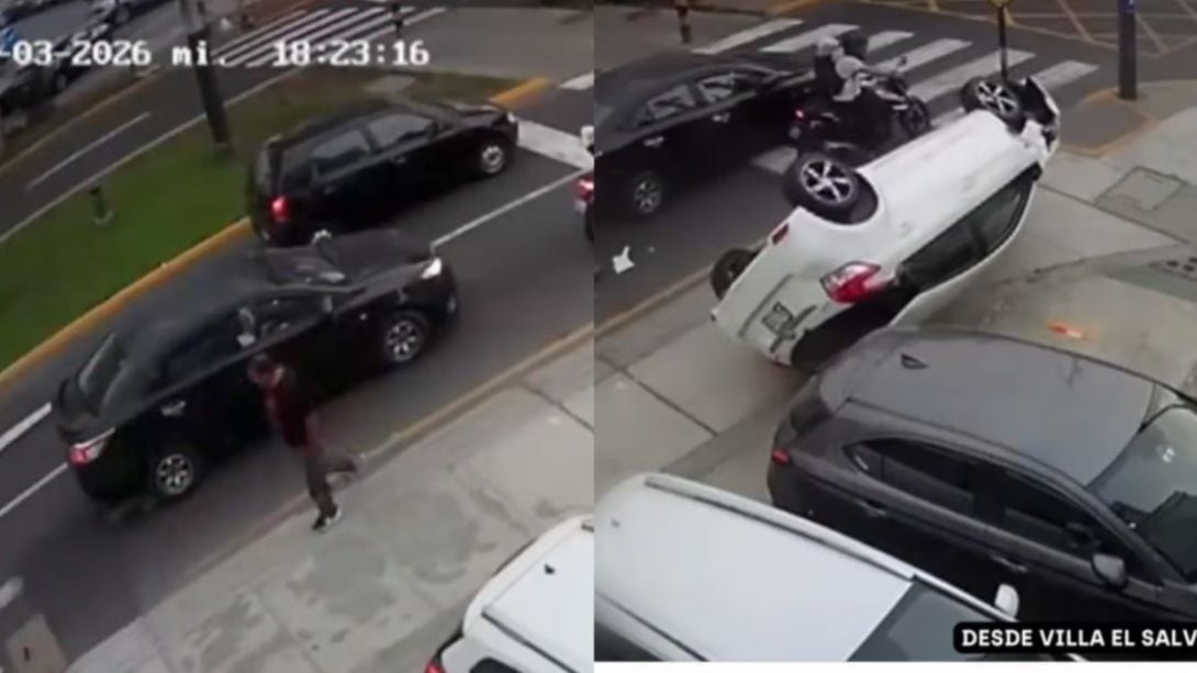 Chofer embistió a peatón y terminó volcándose.