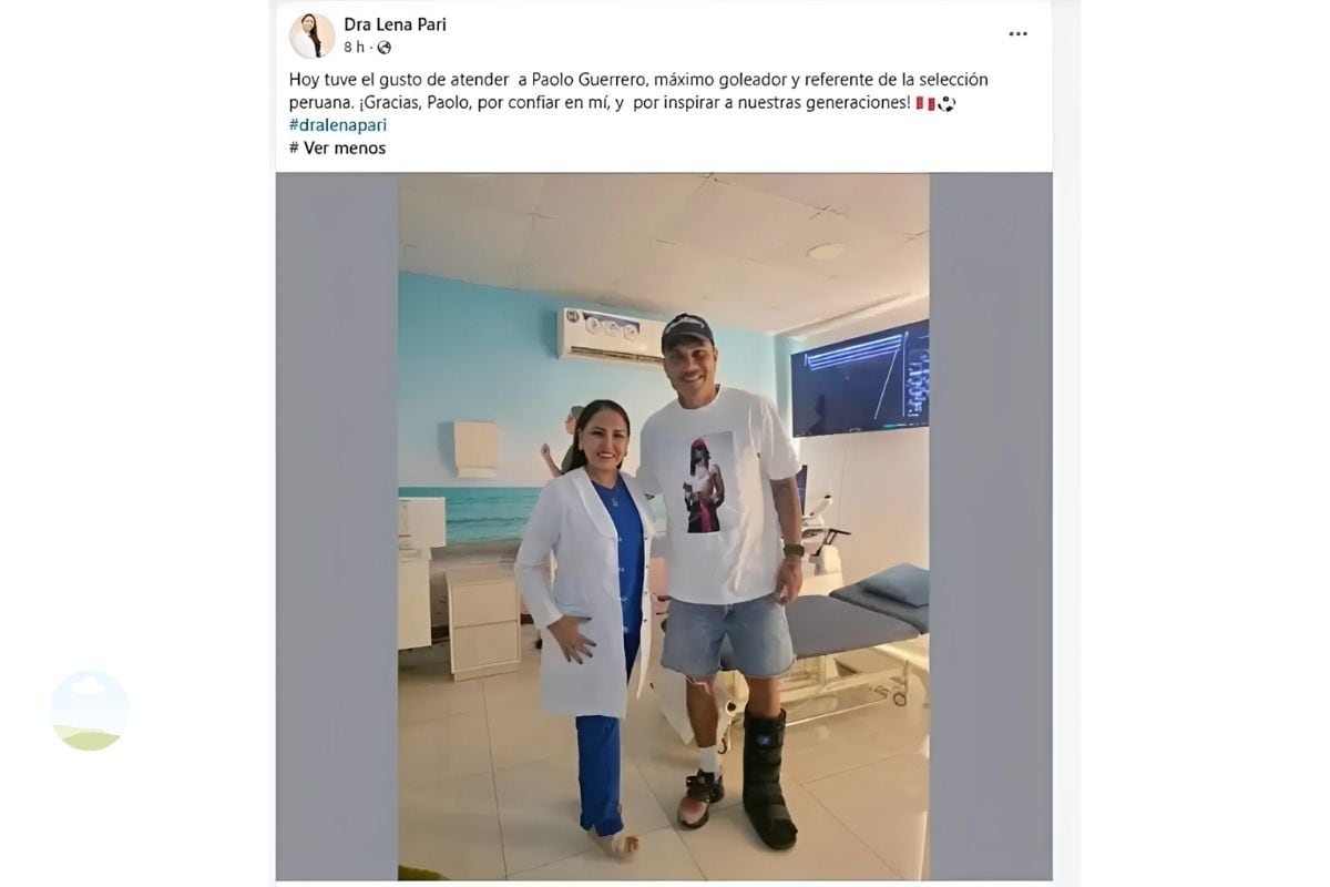 Paolo Guerrero luce férula en la pierna izquierda (Foto: @dralenapari)