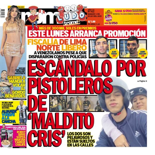 Portada Trome 01/07/2023