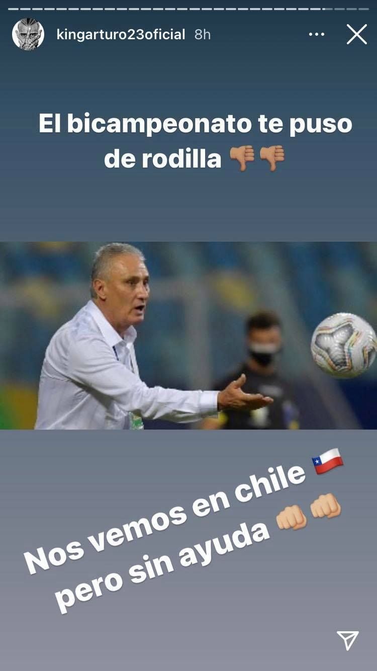 Arturo Vidal en Instagram contra Brasil.