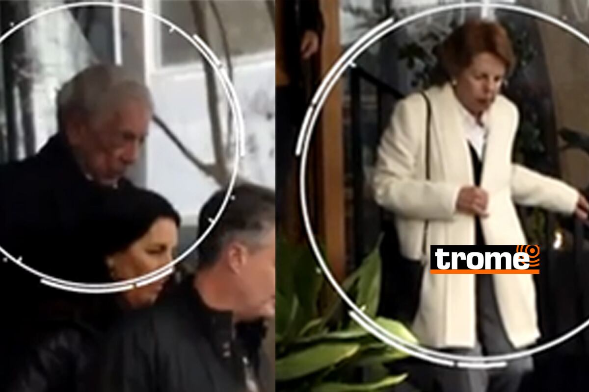 MVLL y Patrica Llosa en el momento en el que salen del restaurante en Madrid.