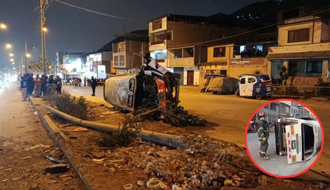 Tragedia en VMT: combi se estrella contra poste y deja un fallecido y más de 10 heridos