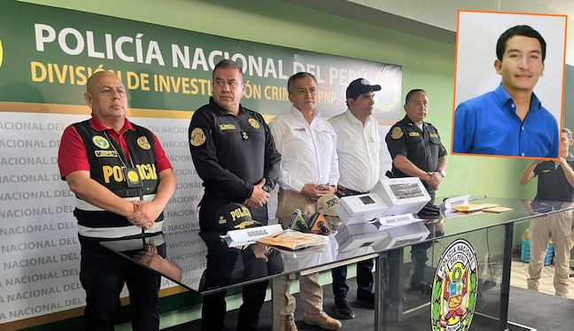 Las máximas autoridades policiales realizaron presentación con información sobre sospechosos del crimen de alcalde de Veintiséis de Octubre en Piura.(@photo.gec)