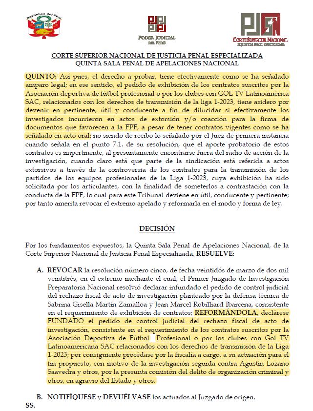 Clubes deberán entregar sus contratos con Gol Perú para demostrar si fueron coaccionados por FPF a incumplirlos. Foto: Captura.