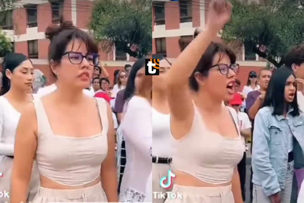 ‘La Pánfila’ participó en la marcha que algunos padres y ciudadanos hicieron en el frontis del Liceo Naval