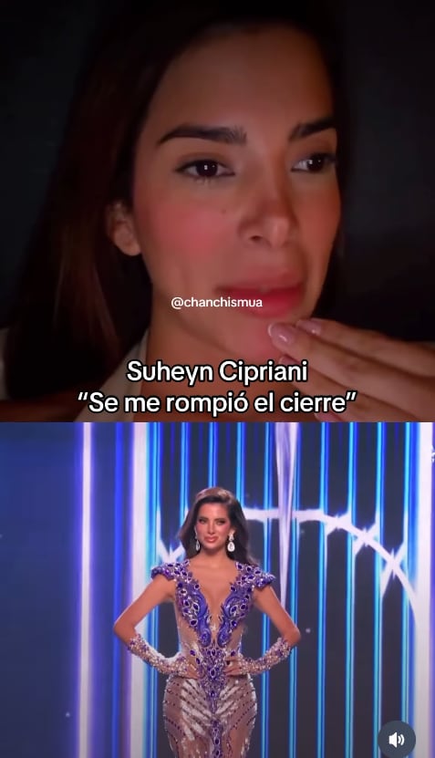 Suheyn Cipriani revela que se le rompió el cierre de su vestido antes de desfilar en traje de gala en la final de MGI All Stars.